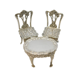 Sterling Silver Miniature Dolls House Dining Table & Chairs Vintage 1978