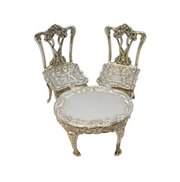 Sterling Silver Miniature Dolls House Dining Table & Chairs Vintage 1978