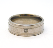 Gents Titanium & Diamond Set Band Ring Vintage c2000s