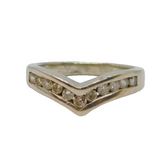 Sterling Silver 11 Stone White Topaz Wishbone Dress Ring Vintage c1970 Size M