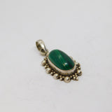 Sterling Silver Malachite Bobble Pattern Studio Style Pendant Vintage c1970