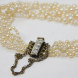 Boxed Art Deco 14ct White Gold & Diamond Set Natural Pearl Cuff Bracelet Antique
