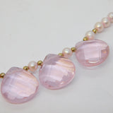 Sterling Silver, Simulated Pearl & Faceted Pink Quartz Necklace Vintage