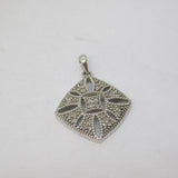 Sterling Silver Paste Set Drop Charm Pendant Vintage c1970