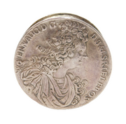 George I Sterling Silver 1 Thaler Coin Coronation Coin Box Antique c1705