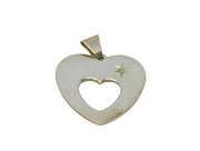 Sterling Silver Single Diamond Set Open Heart Charm Pendant Vintage c1970