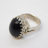 Sterling Silver Cabochon Garnet Set Signet Ring Vintage 1977 Sheffield