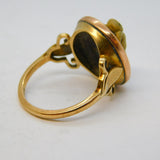 Georgian 9ct Gold Carved High-Relief Lava Cherub Dress Ring Antique c1820s