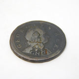 George I Copper Halfpenny Coin 'GH' Overstamp Antique 1724 Fine Condition