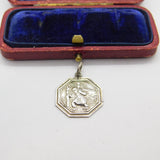 Sterling Silver Octagonal St Christopher Travel Charm Pendant Vintage c1970