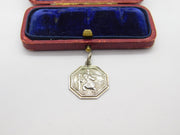 Sterling Silver Octagonal St Christopher Travel Charm Pendant Vintage c1970
