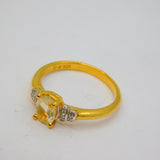 Gold On Sterling Silver Oval Citrine & Diamond Ring Vintage c1970 Size N 1/2