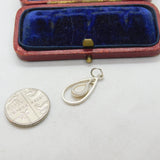 Sterling Silver Mother of Pearl Teardrop Charm Pendant Vintage c1970