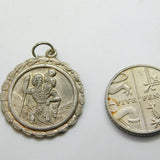 Sterling Silver St Christopher Coin Charm Pendant Vintage c1970