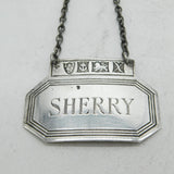 Sterling Silver Large Sherry Decanter Label Vintage 1972 Birmingham