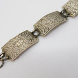 Sterling Silver Floral Pattern Panel Bracelet Antique 1946 London