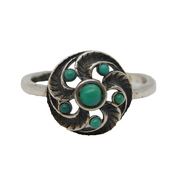 Sterling Silver Victorian Style Turquoise Set Floral Cluster Ring Vintage c1970