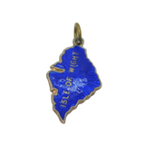 Sterling Silver Blue Enamel Isle Of White County Charm Pendant Vintage c1970