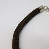 Victorian Sterling Silver Mounted Hairwork Mourning Watch Chain Antique c1860