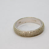Sterling Silver Pave Set CZ Eternity Band Dress Ring Modern c1990 Size U 1/2