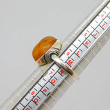 Sterling Silver Baltic Amber Cabochon Studio Style Ring Vintage c1970 Size M 1/2