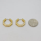 Pair of Sterling Silver Gilt Diamond Set Hexagonal Huggy Earrings Vintage c2000