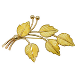Jemax Sterling Silver Gilt & Yellow Enamel Floral Spray Brooch Vintage c1950s