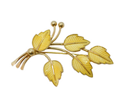 Jemax Sterling Silver Gilt & Yellow Enamel Floral Spray Brooch Vintage c1950s