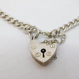 Sterling Silver Curb Link Charm Bracelet Heart Clasp Vintage 1977 London