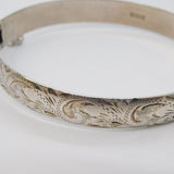 Sterling Silver Floral Pattern Cuff Bangle Bracelet Vintage 1963 Birmingham
