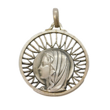 Sterling Silver French Madonna Religious Charm Pendant Vintage c1970s