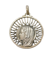Sterling Silver French Madonna Religious Charm Pendant Vintage c1970s
