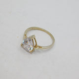 Sterling Silver Large CZ Peardrop Solitaire Engagement Ring Modern c1990 Size M