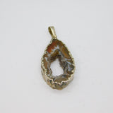 Sterling Silver Wrapped Agate Geode Slice Studio Pendant Contemporary c1990s