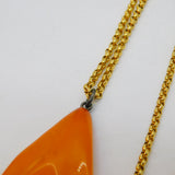 Art Deco Rolled Gold & Butterscoth Amber Set Pendant Necklace Antique c1930s