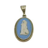 Sterling Silver Wedgwood Jasperware Cameo Oval Charm Pendant Vintage c1970s