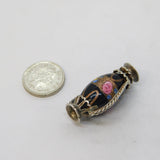 Sterling Silver Glass Set Vase Charm Pendant Vintage c1970s