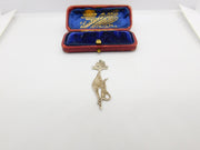 Sterling Silver Alley Cat Silhouette Charm Pendant Vintage c1970