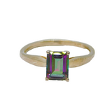 Sterling Silver Mystic Sapphire Solitaire Dress Band Ring Vintage c1990 Size Q