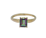 Sterling Silver Mystic Sapphire Solitaire Dress Band Ring Vintage c1990 Size Q