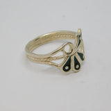 Sterling Silver Black Enamel Abstract Butterfly Ring Vintage c1970 Size N 1/2