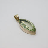 Sterling Silver Faceted Green Tourmaline Large Ellipse Pendant Vintage c1970s
