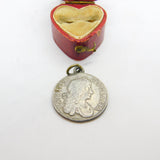 King Charles II 1676 Sterling Silver Coin Pendant Charm Antique