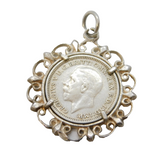 Sterling Silver George V Threepence Coin Charm Pendant Antique 1934