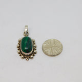Sterling Silver Malachite Bobble Pattern Studio Style Pendant Vintage c1970