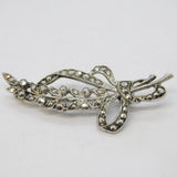 Art Deco Sterling Silver & Marcasite Floral Wreath Brooch Antique c1930s