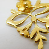 Edwardian 15ct Yellow Gold Seed Pearl Set Floral Pendant Necklace Antique c1910