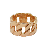 Rose Gold On Sterling Silver Flat Curb Style Band Ring Vintage c1990 Size N 1/2