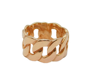 Rose Gold On Sterling Silver Flat Curb Style Band Ring Vintage c1990 Size N 1/2