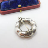 Victorian Sterling Silver Floral Pattern Wreath Brooch c1880 Antique